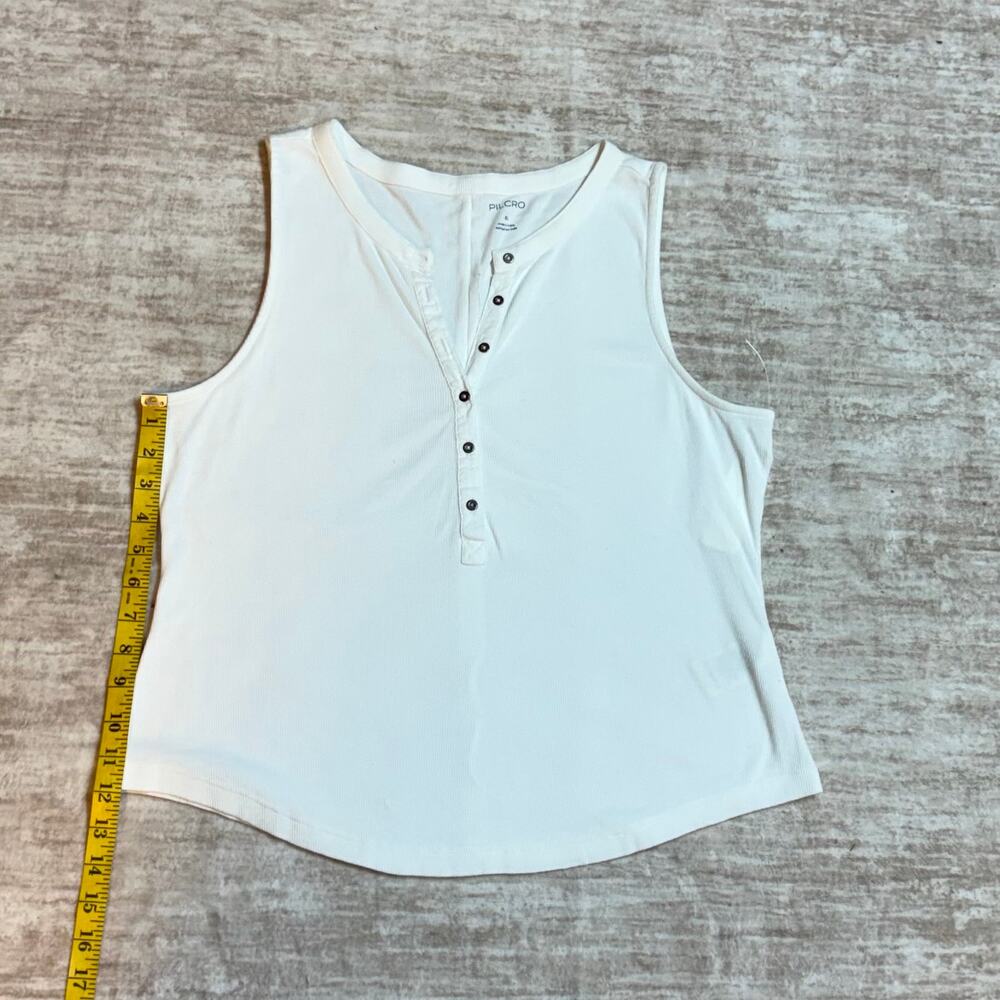 Pilcro Womens XL White Ribbed Sleeveless V-neck Button Tank Top New Basic Casual - Picture 5 of 9